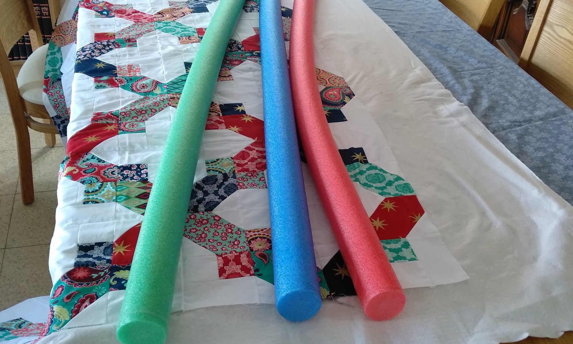 Easy Quilt Basting with Pool Noodles Quilt Israel