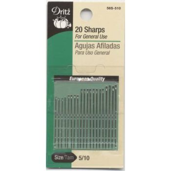 Prym Dritz Sharps Needles Assorted Sizes 5/10 20ct