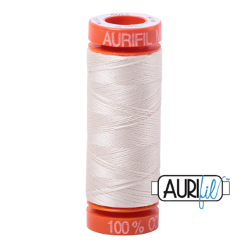 50wt Aurifil Silver White 100% Cotton Mako Thread - Small Spool