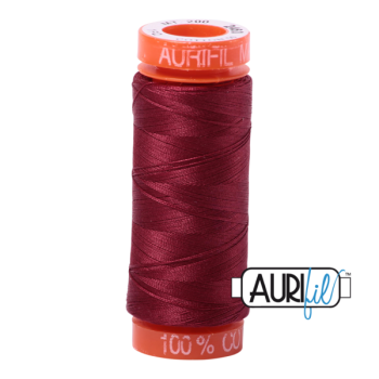 50wt Aurifil Dark Carmine Red 100% Cotton Mako Thread - Small Spool