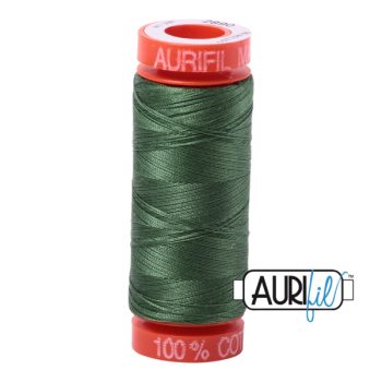 50wt Aurifil Very Dark Grass Green 100% Cotton Mako Thread - Small Spool