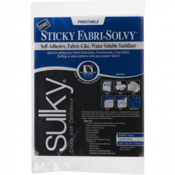 Stablizer: Sticky Fabri Solvy Printable Sheets 12ct 8-1/2in x 11in