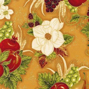 Bounty of the Seasons - Gold (Fabric and Fruit)