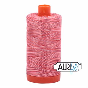 50wt Aurifil Strawberry Parfait - Variegated 100% Cotton Mako Thread