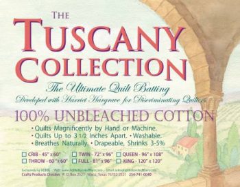 Batting Tuscany Unbleached Cotton 72in x 96in Twin